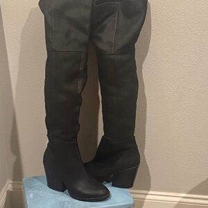 ALDO Suede Leather Black Over-the-Knee Boots size 9